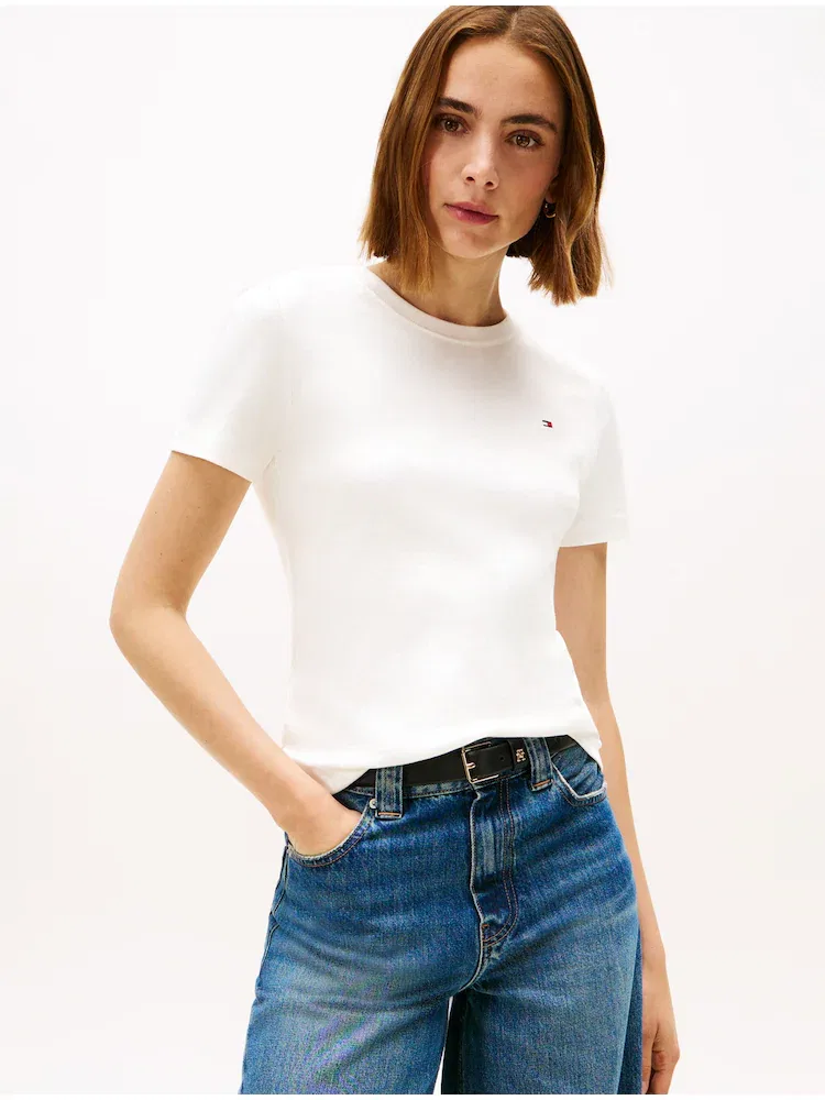 Футболка с круглым вырезом, слим, T22G1TTO050WT1YBL TOMMY HILFIGER, Ivory