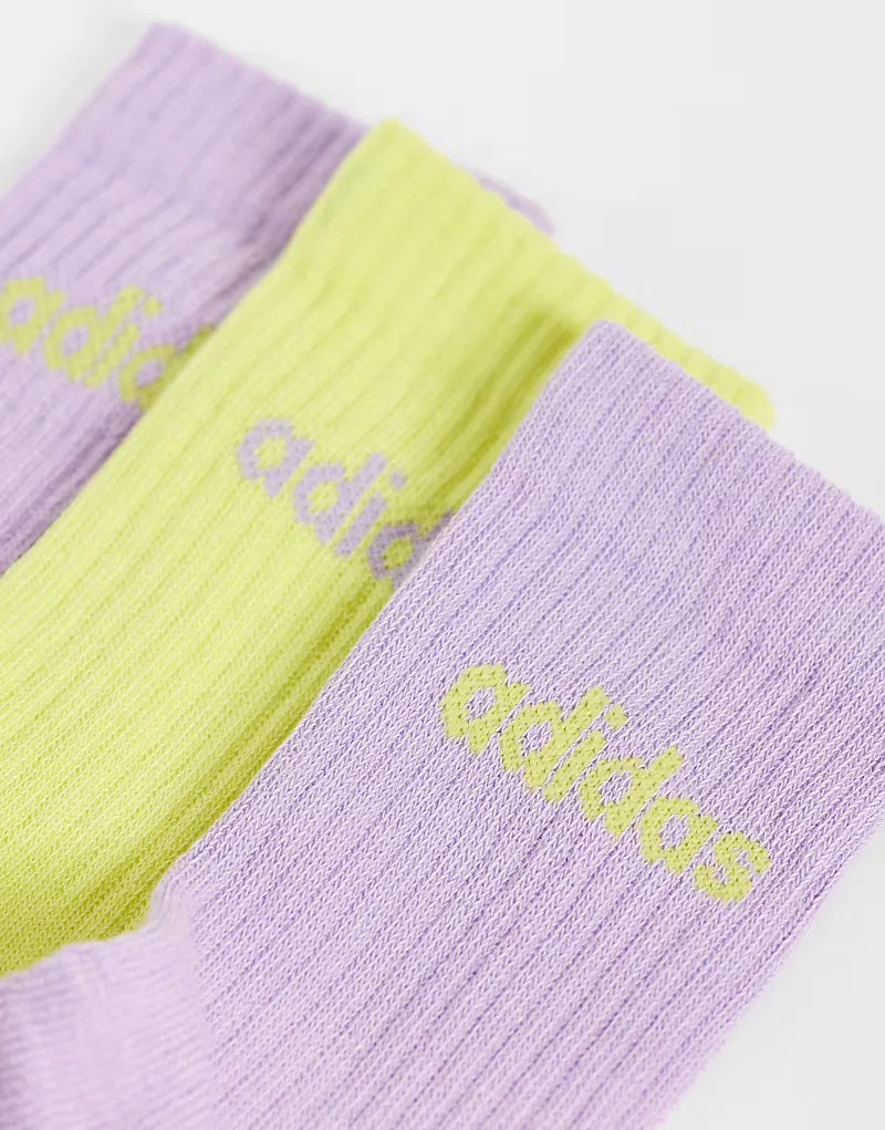 Носки высокие Three Stripes Studios 3 шт Adidas Performance, фиолетовый/желтый — фото 2