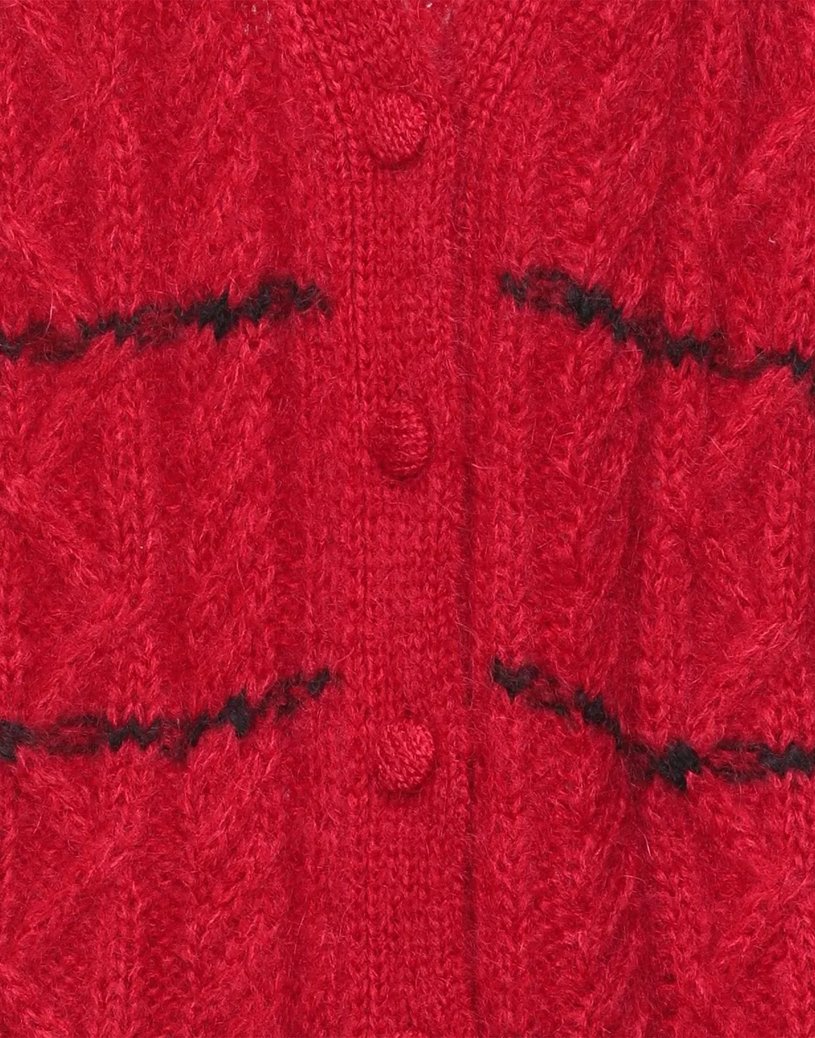Женский вязаный кардиган из мохера с глубоким вырезом Saint Laurent, красный — фото 4