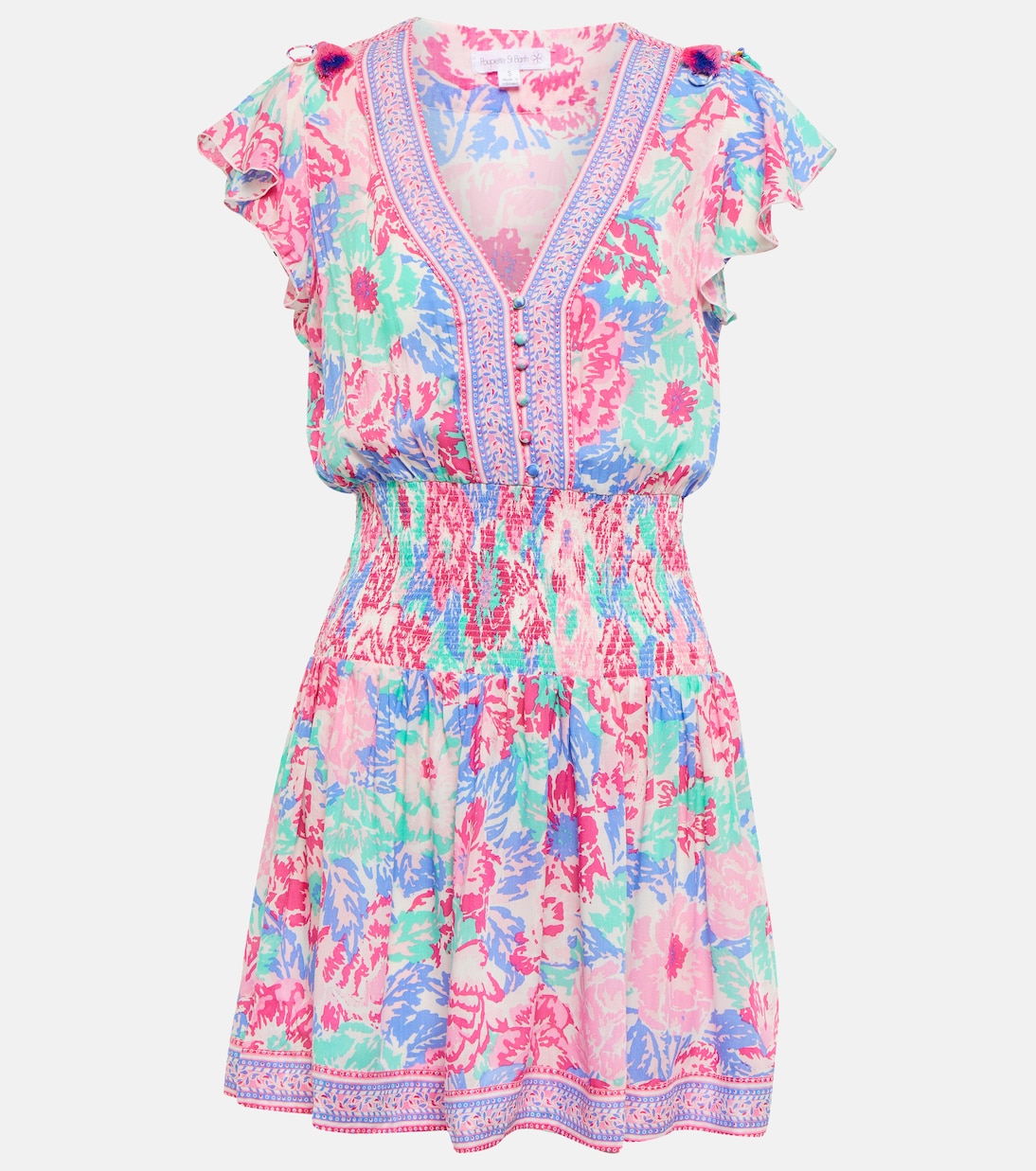 

Мини-платье с цветочным принтом Rachel Poupette St Barth, Pink Rugosa