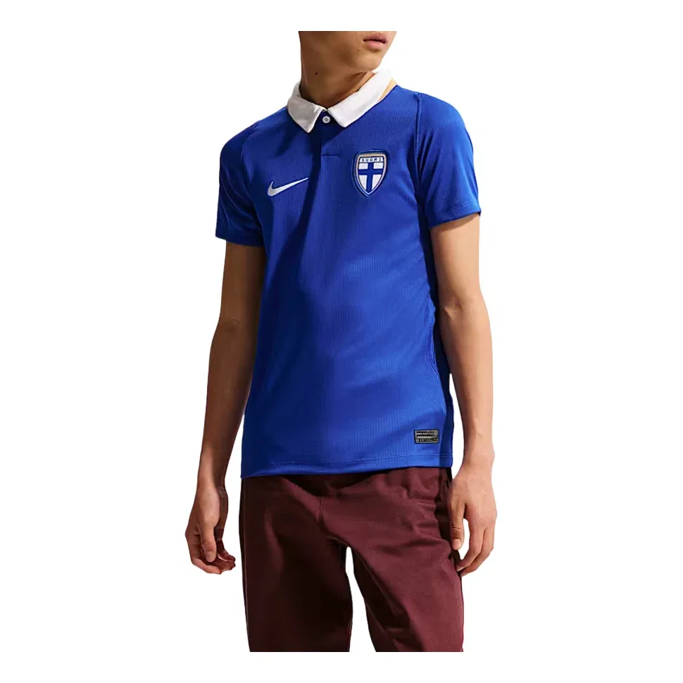 Детская футболка Nike Финляндия 2026 Stadium Away Dri-FIT Soccer Replica Jersey Hyper Blue White, синий