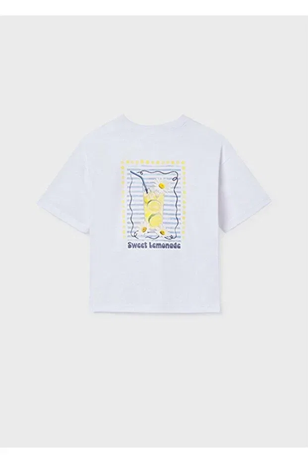 Детская футболка для девочек с принтом Summer Girl's Printed Tshirt Mayoral, White — фото 2