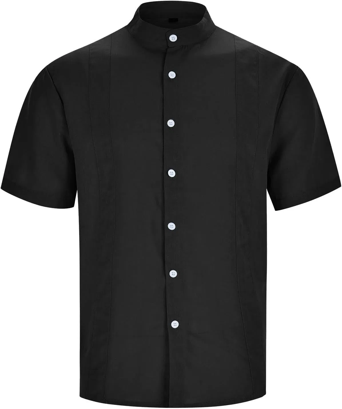 Мужская льняная рубашка-поло с коротким рукавом, Black — фото 2