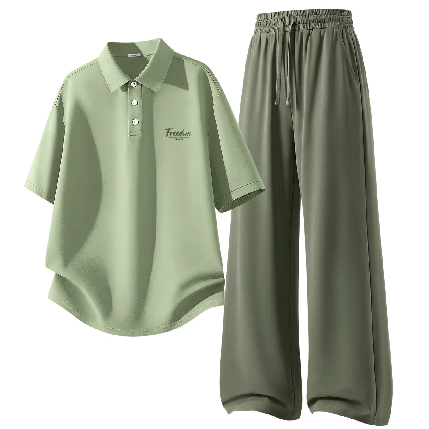 Детский комплект спортивной одежды из 2 предметов Ма Green Horse Youth Chest Logo MINISO, Gray Pea Green + Olive Green