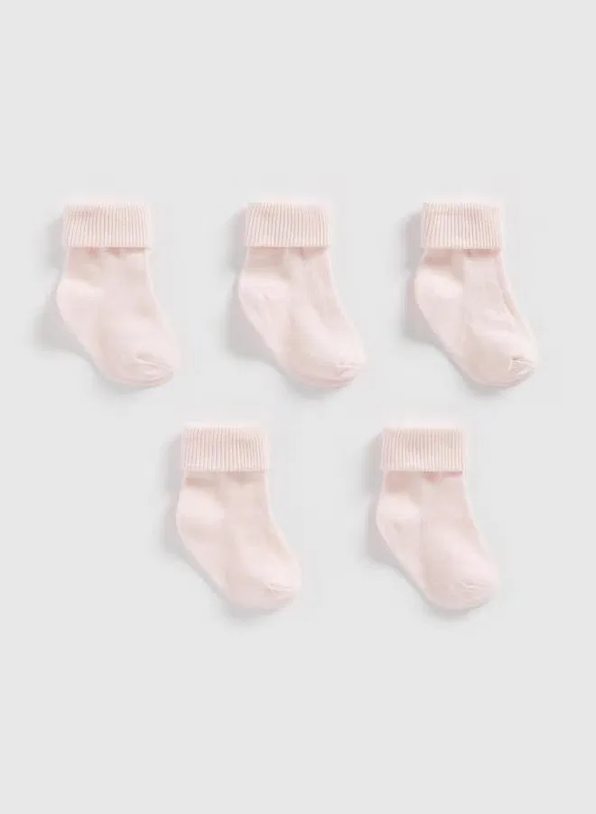 Носки-комплект 5 пар с отворотом Mothercare, розовый