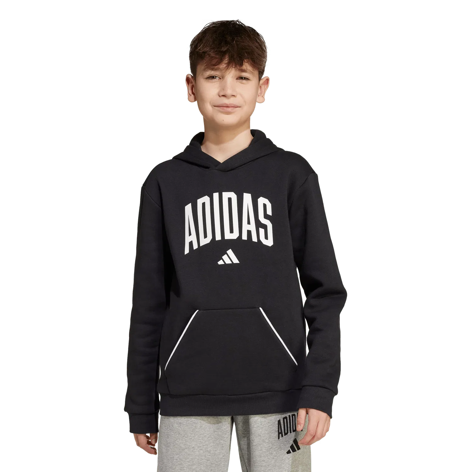 Детское худи свободного кроя Adidas, серый — фото 2