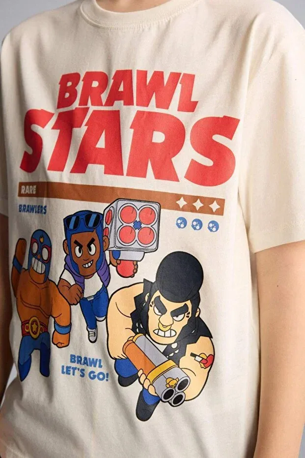 Детская футболка для мальчиков хлопковая Brawl Stars Defacto, Ecru — фото 4