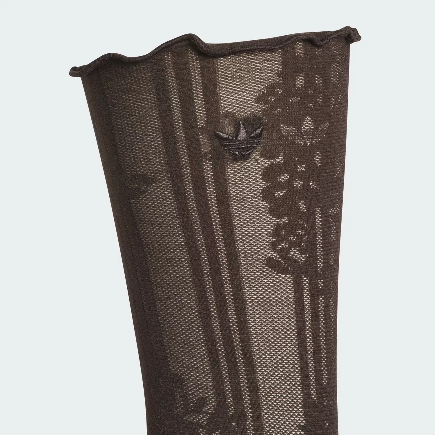 Носки высокие с кружевным цветочным узором, набор из 2 пар, lace floral, Adidas Originals, кофейный/черный — фото 2
