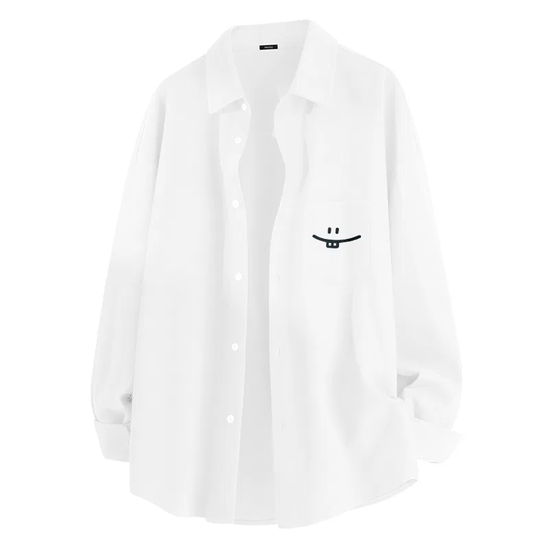 Детская рубашка с отложным воротником MINISO, White (B Simple Smile Drawing Chest Logo)