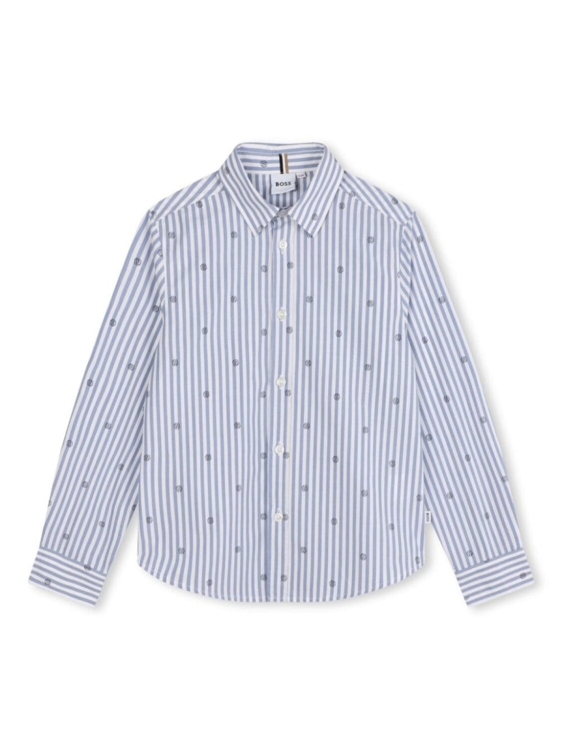 

BOSS Kidswear полосатая рубашка с логотипом, синий