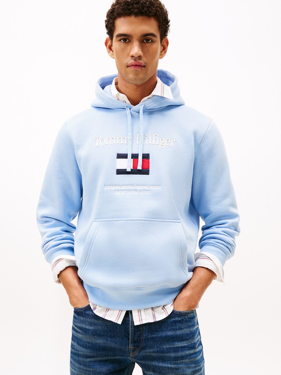Толстовка с капюшоном на молнии TOMMY HILFIGER, темно-синий/светло-синий — фото 3