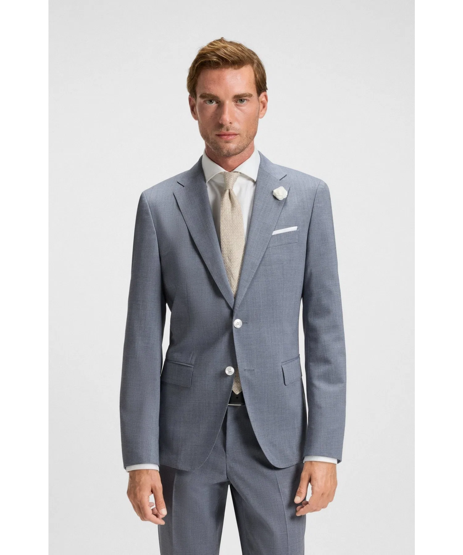 Мужской пиджак BOSS Slim Fit из шерсти и нейлона, светло-синий