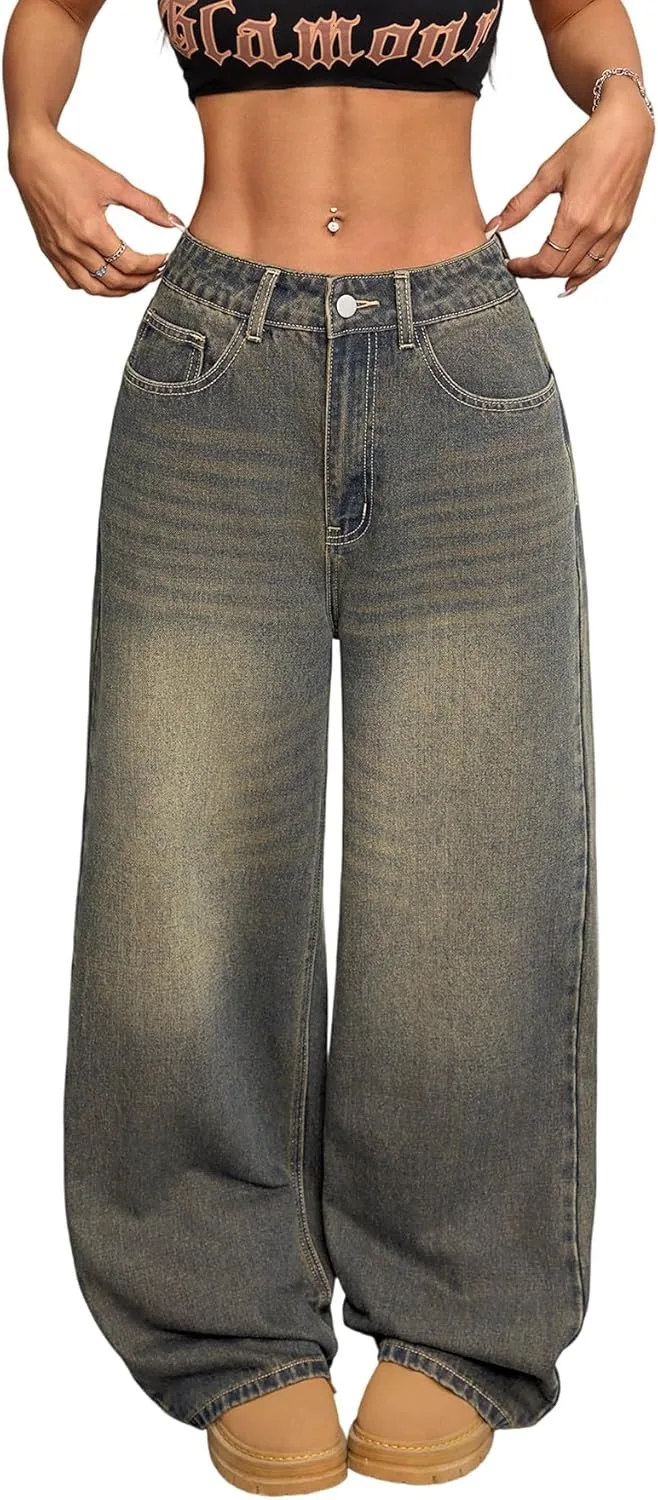 

Женские широкие джинсы Baggy с широкими штанинами в стиле Y2K OYICAI