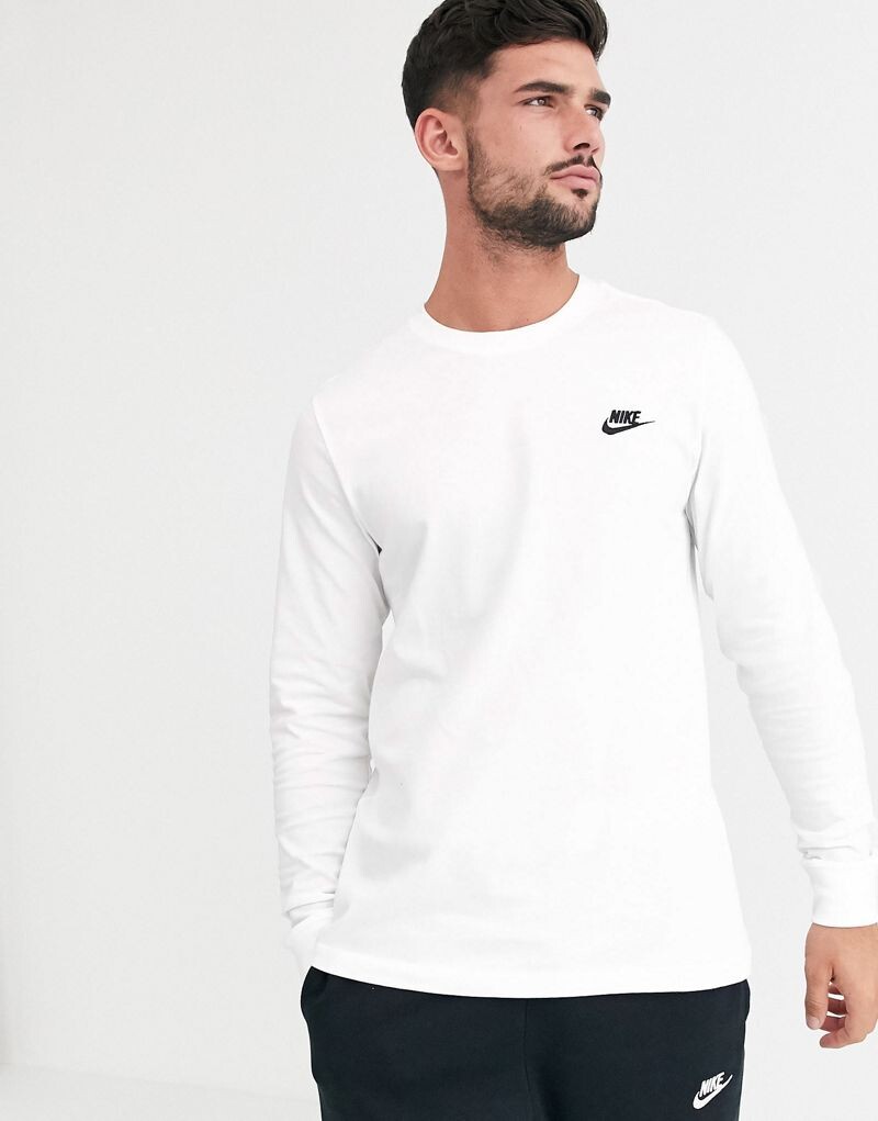 

Белая футболка с длинными рукавами Nike Club