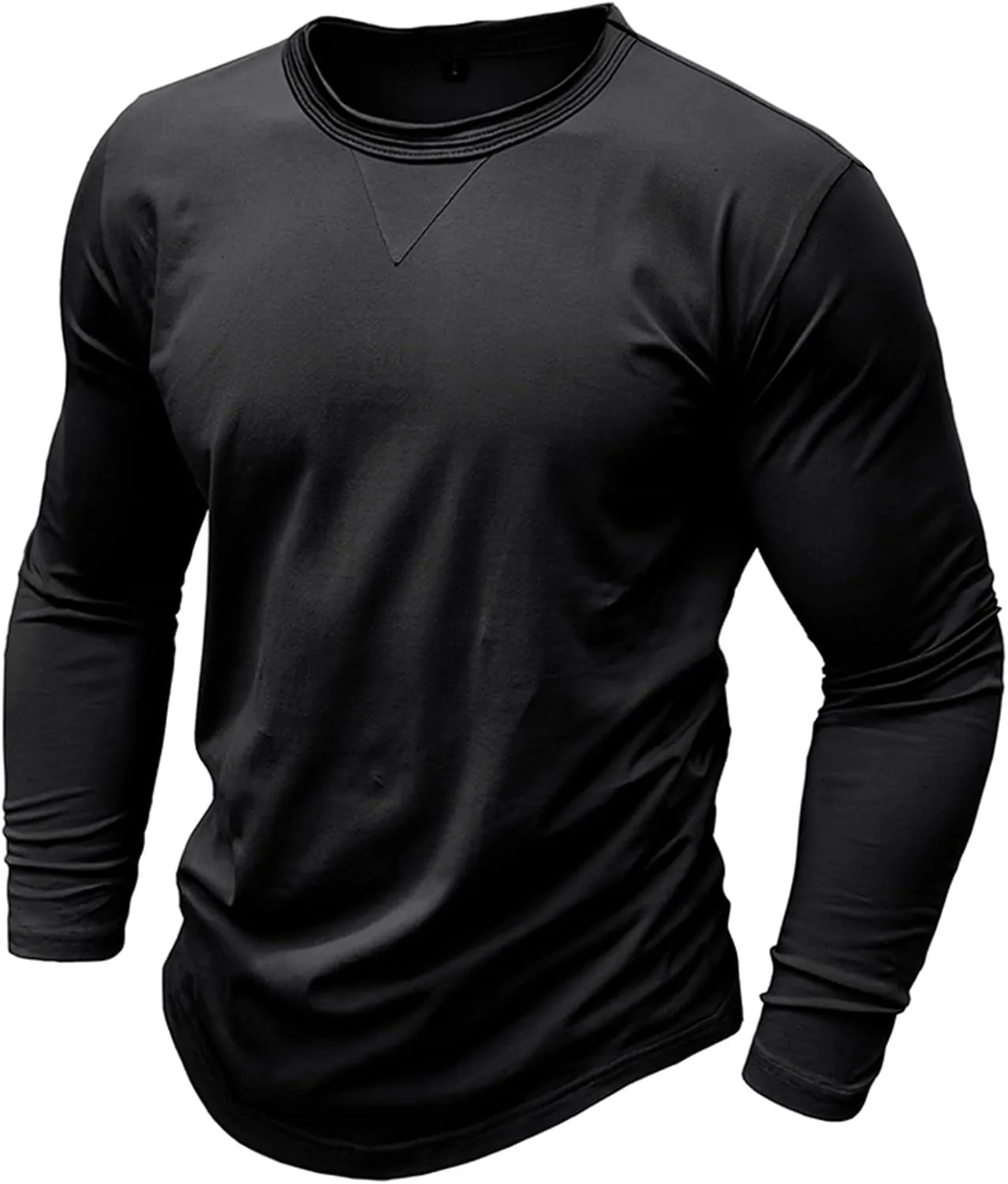 Мужская футболка с длинным рукавом Vintage, однотонная, Slim Fit