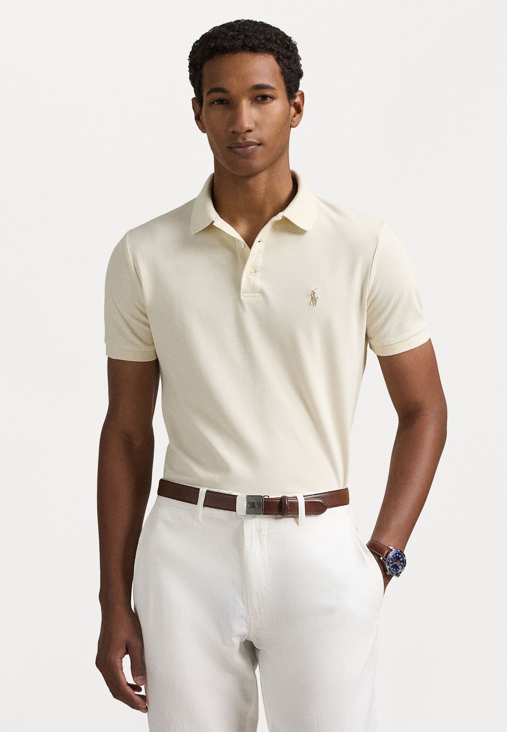 

Поло CUSTOM SLIM FIT STRETCH SHIRT Polo Ralph Lauren, слоновая кость