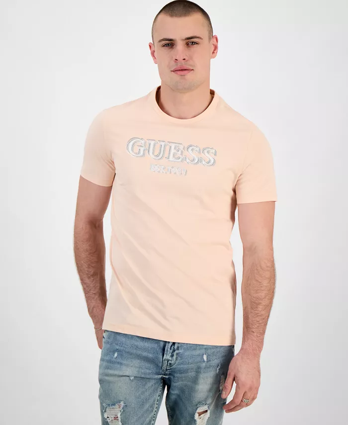 

Мужская футболка с графическим принтом Relaxed-Fit и вышитым логотипом GUESS, коричневый