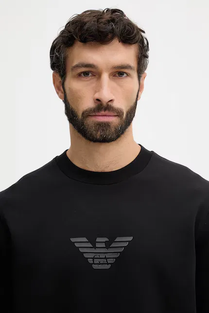 Худи из эластичного трикотажа Emporio Armani, черный — фото 4