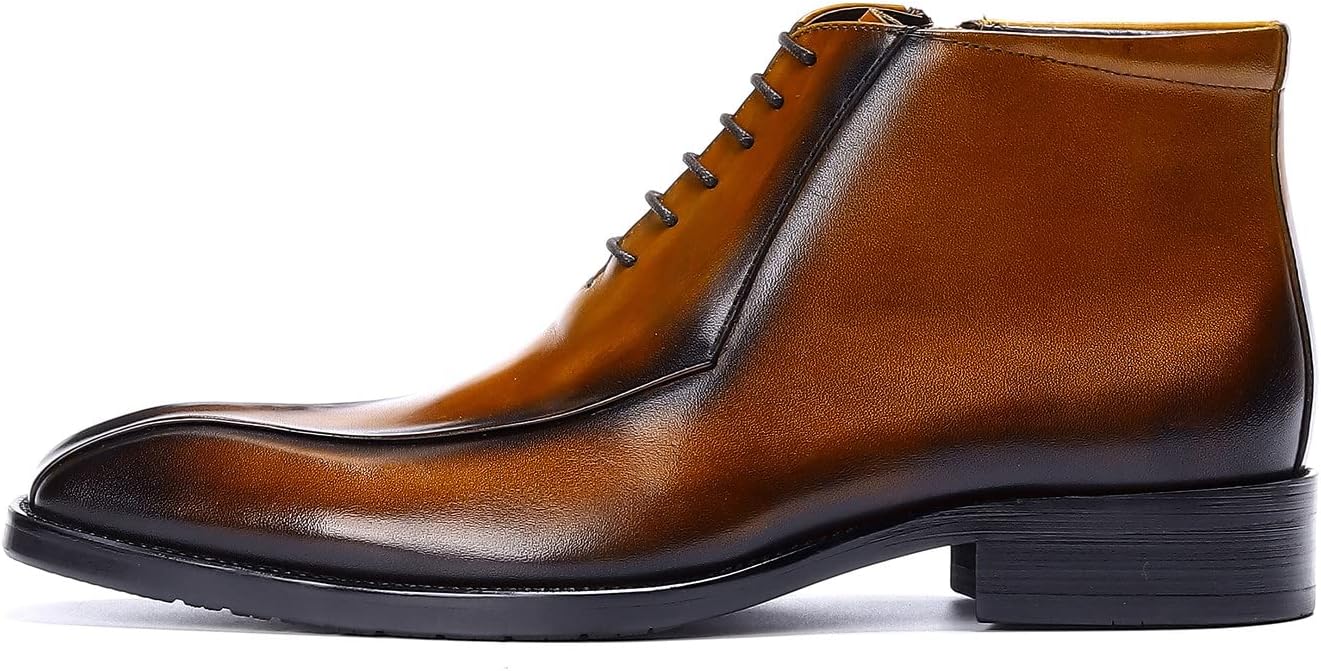 Мужские ботинки Santimon Oxfords, формальные, из натуральной кожи, с гладким носком, на щиколотке, мужская мода, деловой стиль, повседневная одежда, на свадьбу, выпускной, под смокинг, комфортные западные ботинки на шнуровке, коричневый — фото 2