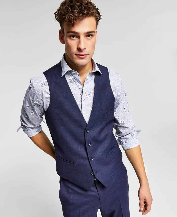 

Мужской жилет из шерсти, Slim-Fit Bar III, синий