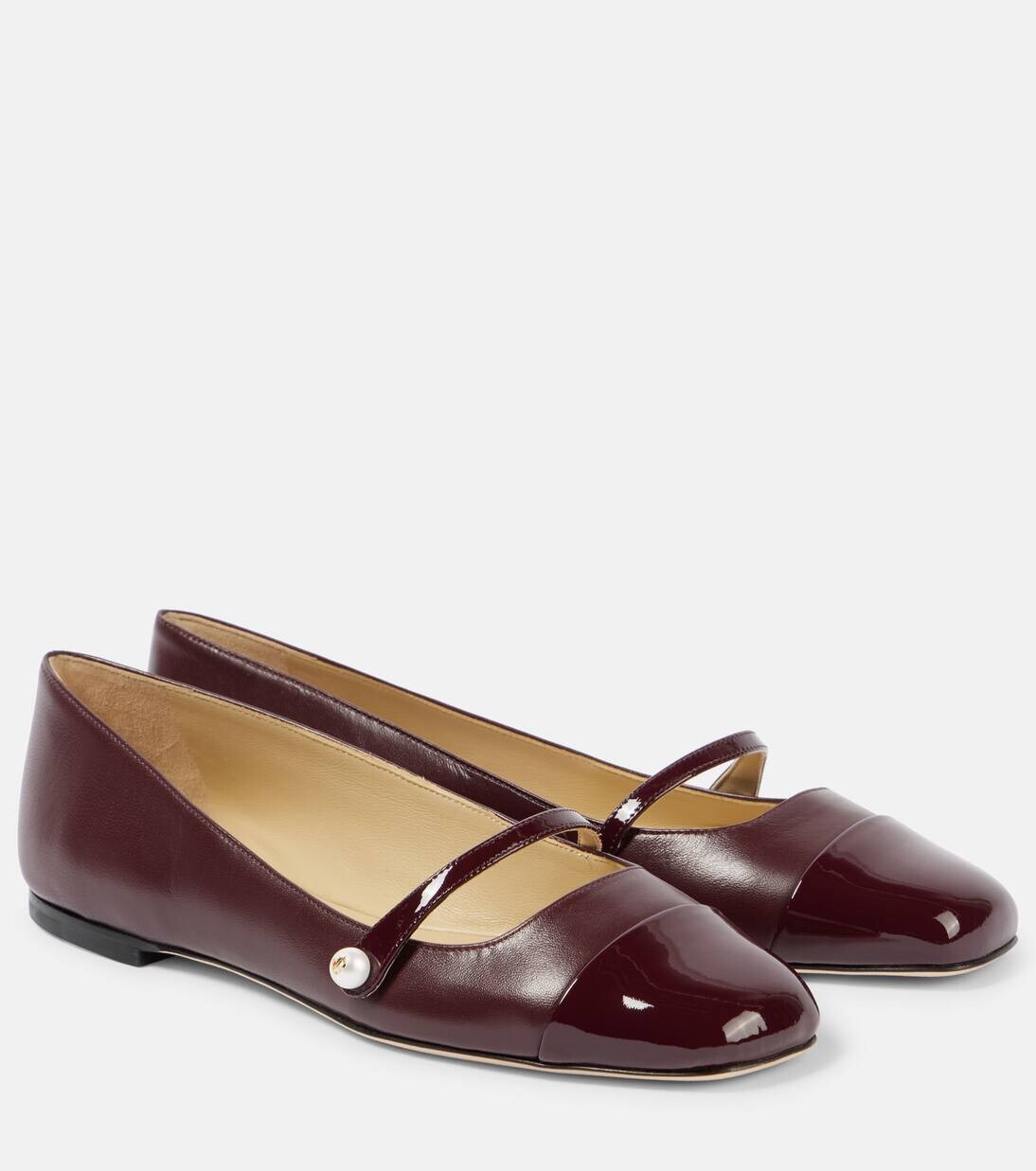 Туфли-лодочки Мэри Джейн из кожи Элиза Jimmy Choo, цвет garnet/garnet
