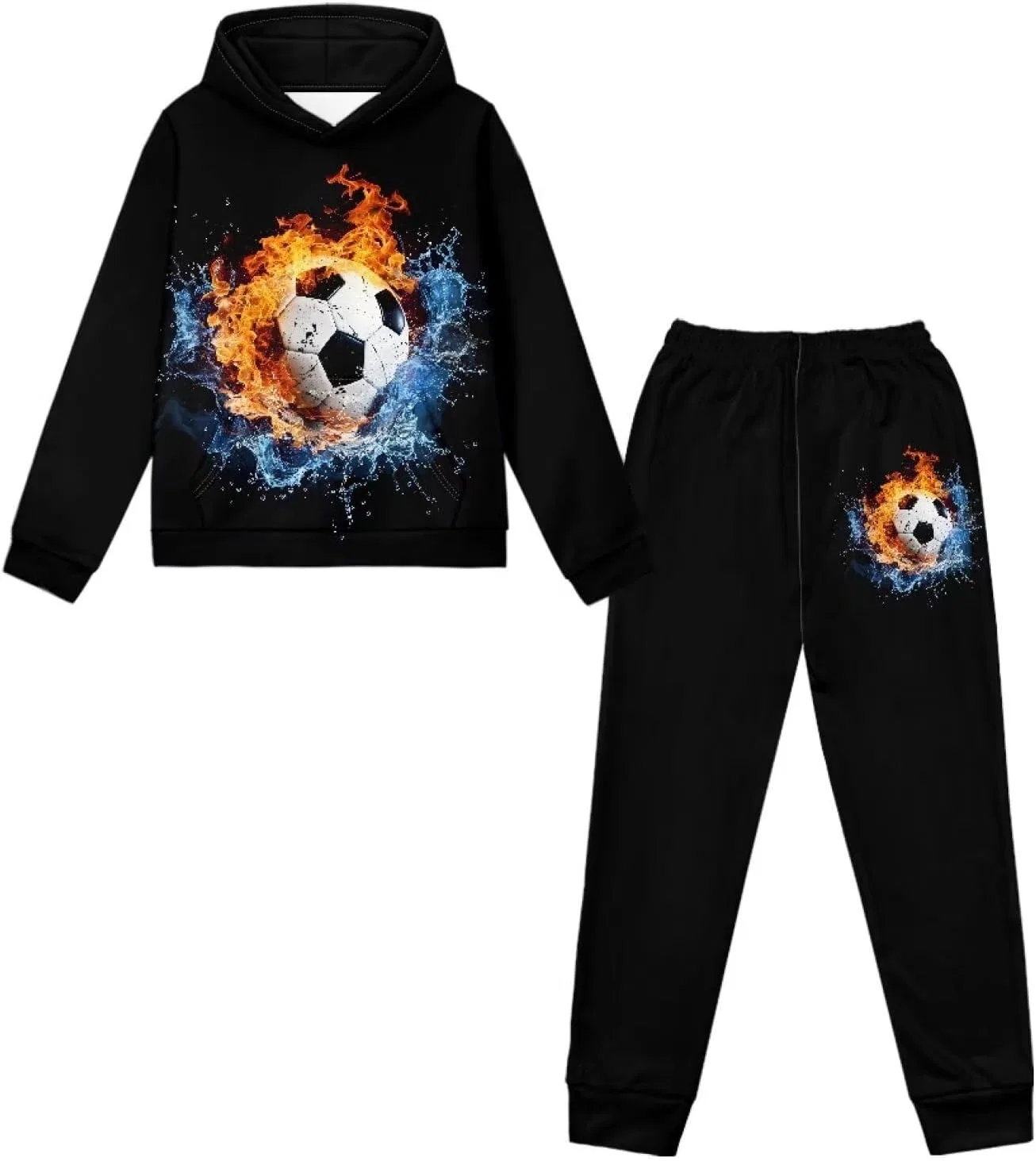 Детский спортивный костюм Uppodwarkid, худи и джоггеры, цвет Water Fire Football — фото 3