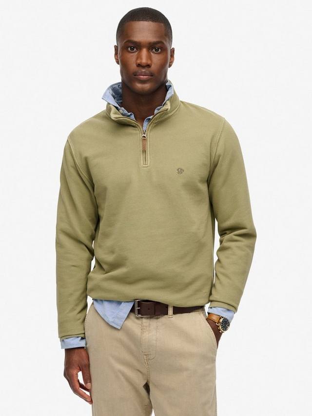 

Классический базовый джемпер хенли Superdry, Light Khaki Green