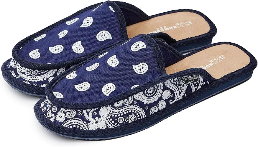 Тапочки Bandana Paisley House, домашняя обувь для комфорта Generic, темно-синий