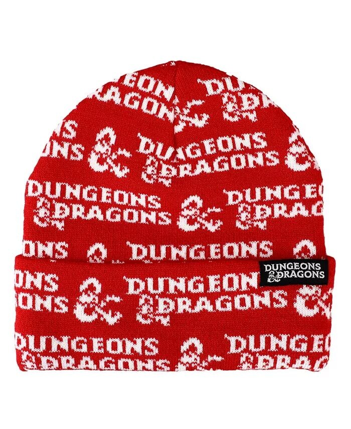 

Мужская красная шапка-бини с логотипом на манжетах Dungeons & Dragons, красный