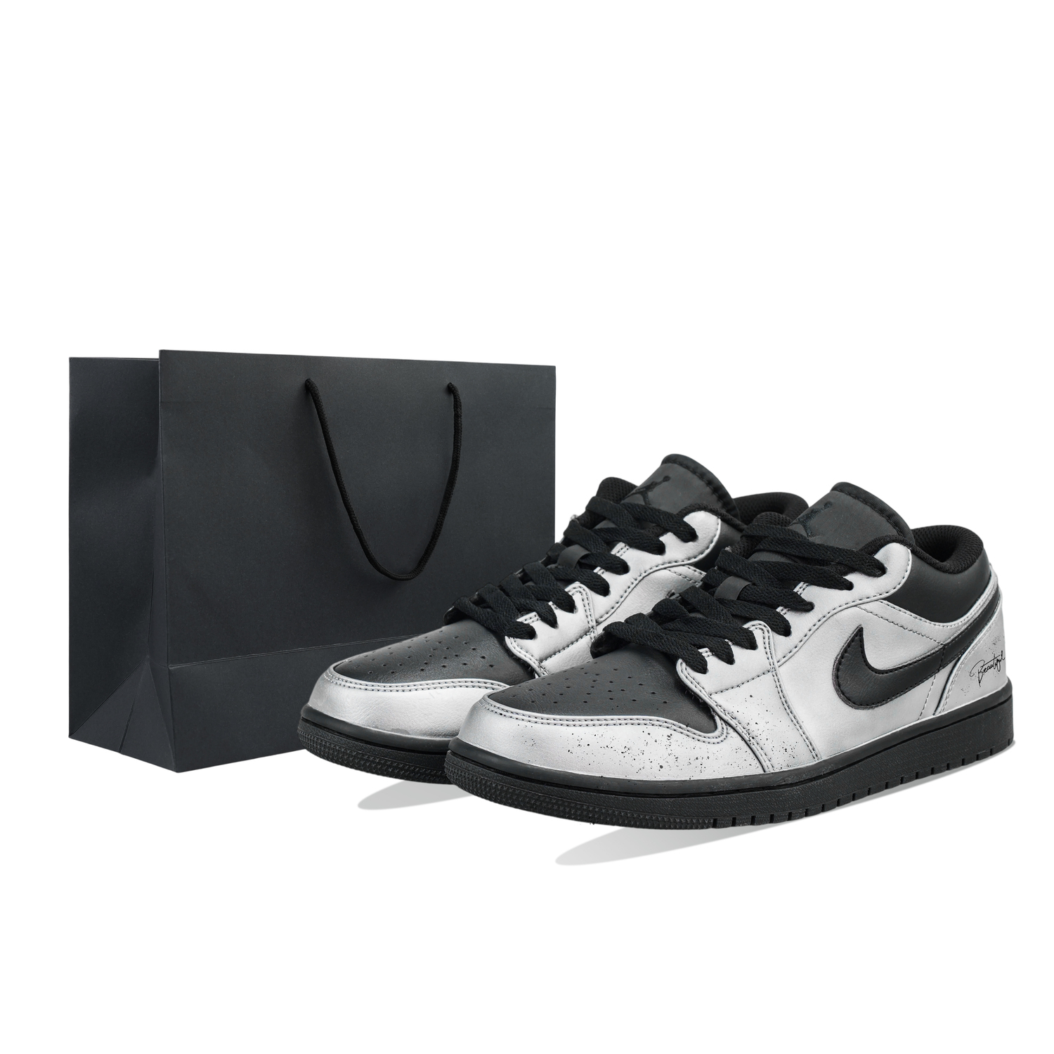 

Air 1 Vintage баскетбольные кроссовки мужские Low top Jordan, серебряный черный