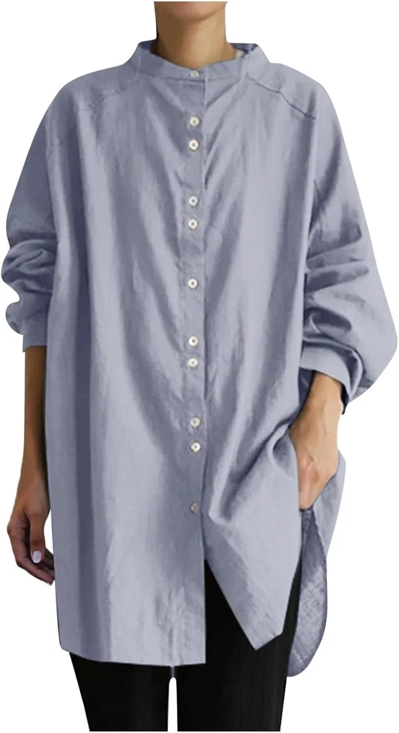 Блуза, длинный рукав, Women's Blouse, голубой — фото 2