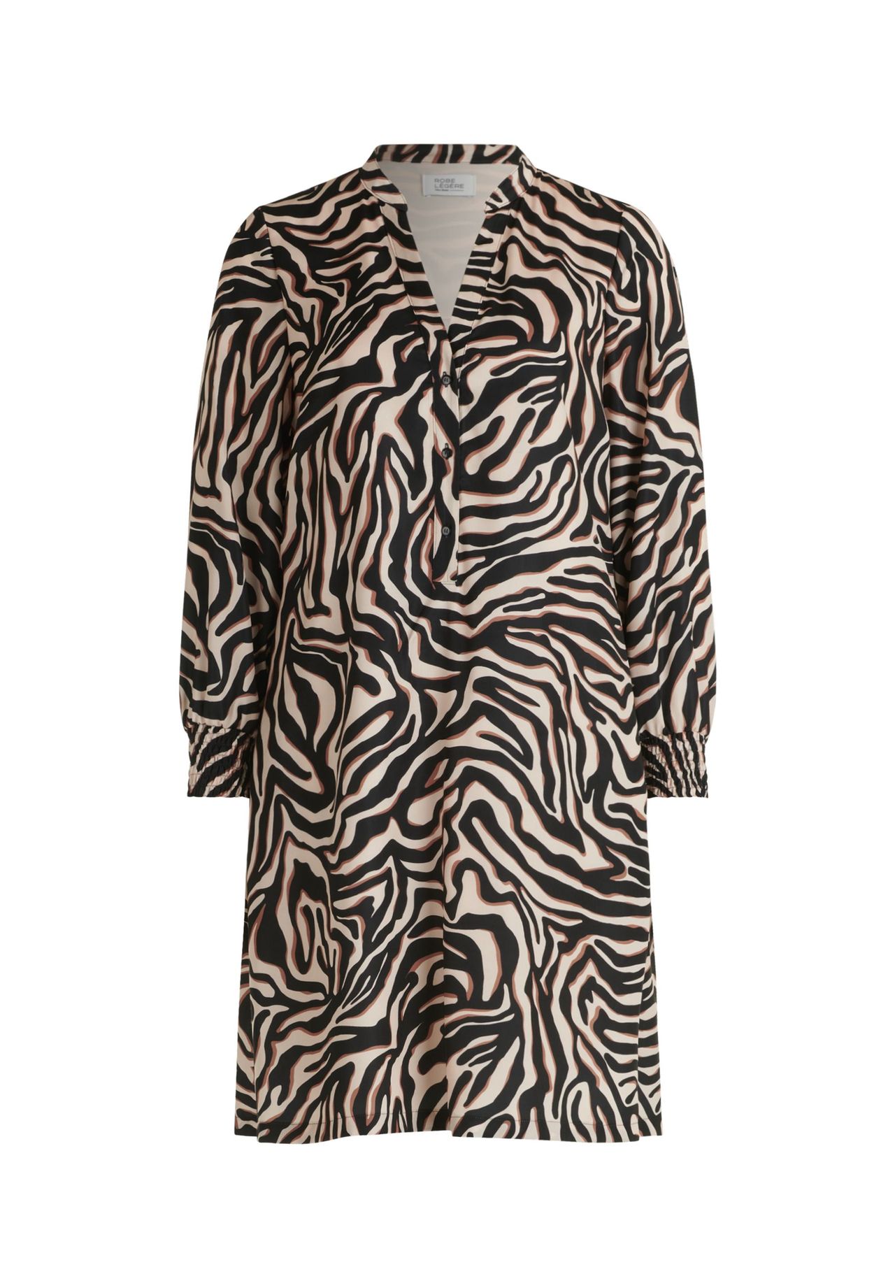 

Платье-туника с принтом Vera Mont, кремово-черный