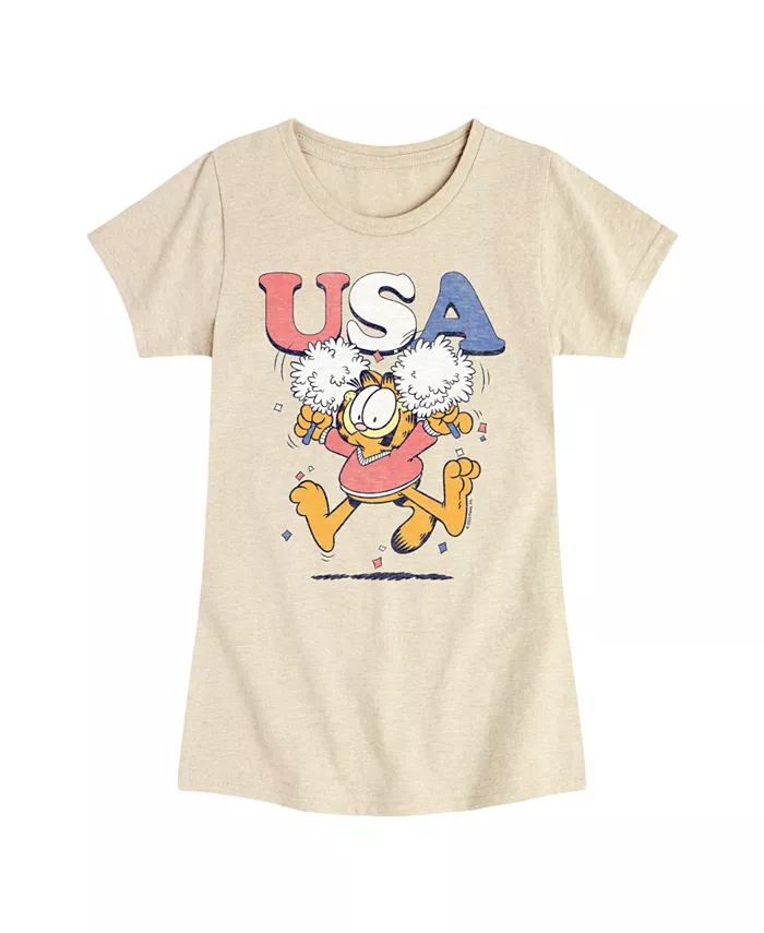 

Футболка с принтом "Garfield USA Cheerleader" для девочек постарше Hybrid Apparel, коричневый/бежевый