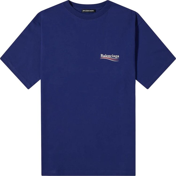 

Футболка Balenciaga Logo Print T-Shirt 'Pacific Blue/White', синий
