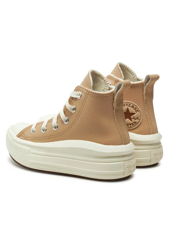 Кеды Chuck Taylor All Star Move Platform Leather Converse, бежевый — фото 3