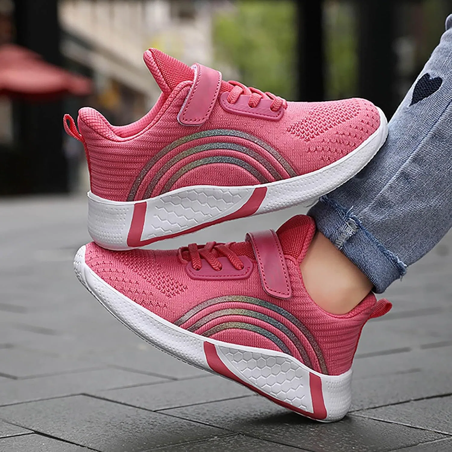 Детские кроссовки для девочек с дышащей сеткой, Watermelon Red — фото 2
