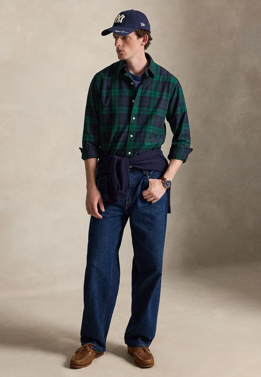 Рубашка оксфорд Tattersall, сшитая на заказ Polo Ralph Lauren, Navy/Green — фото 2