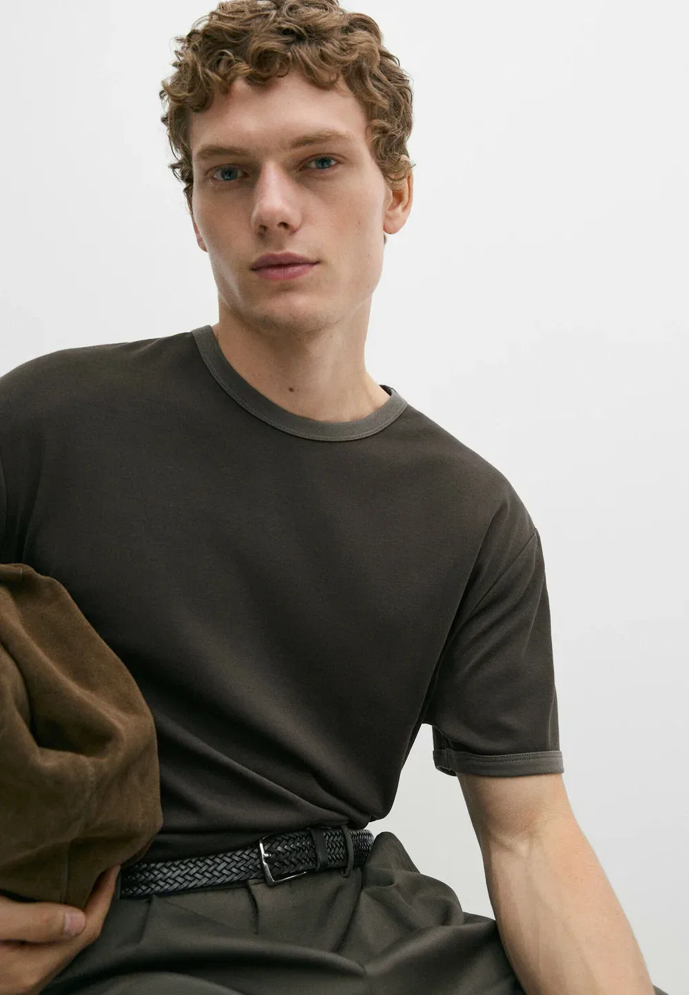 Простая футболка Massimo Dutti, Blue-Grey — фото 4