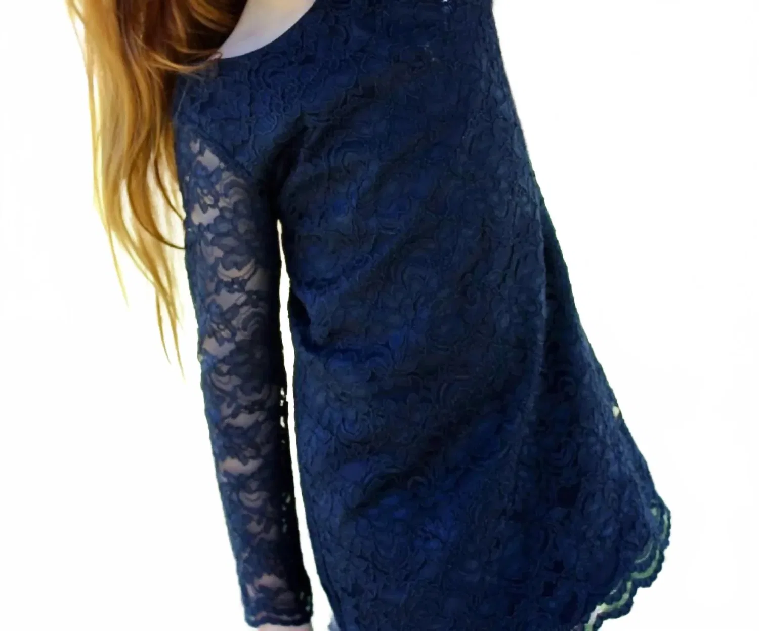 Детское платье для девочек с кружевными рукавами Kid's Lace Dress Susanne Lively, Navy Midnight