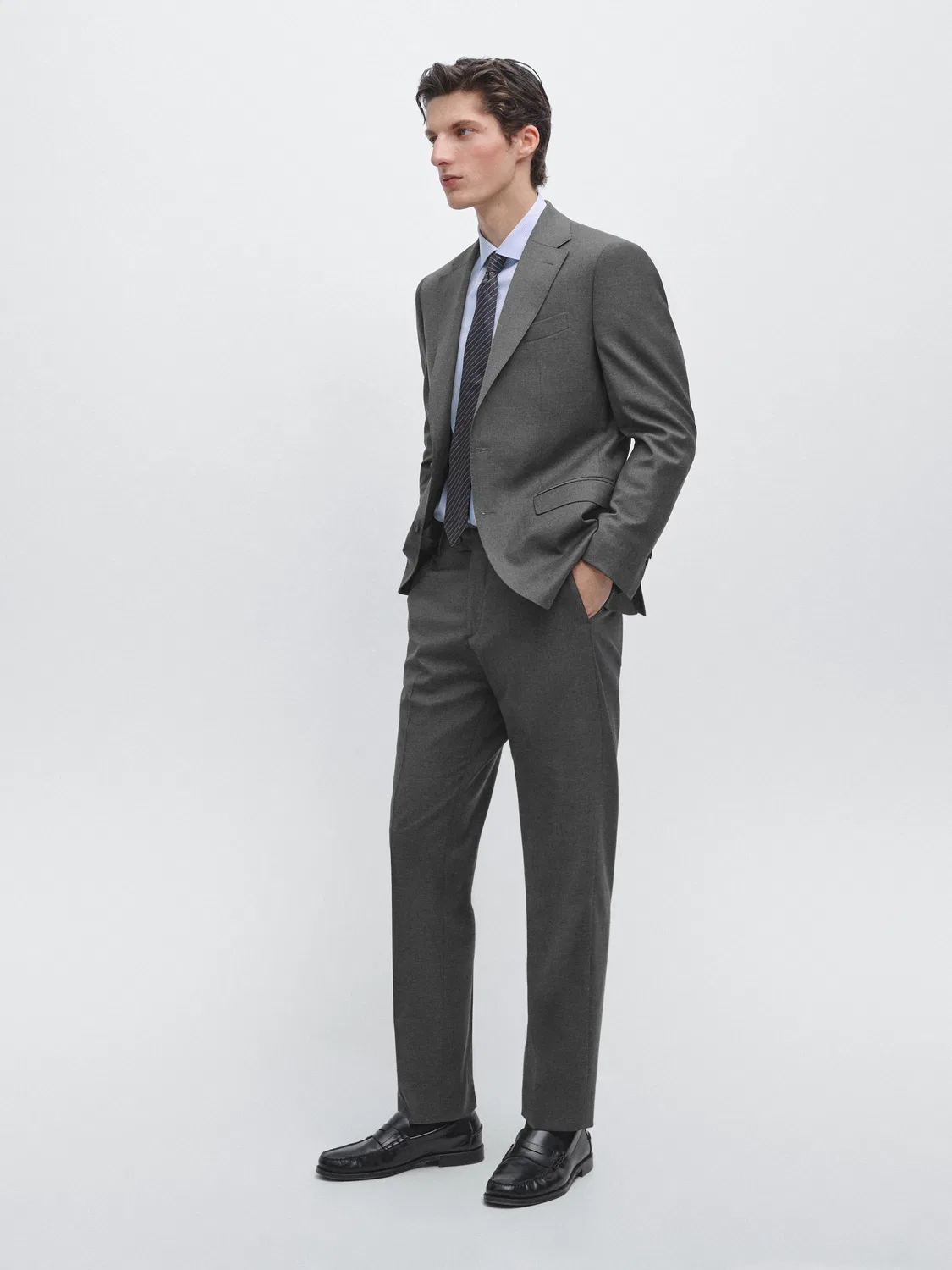 Брюки Massimo Dutti, для костюма, серые — фото 2