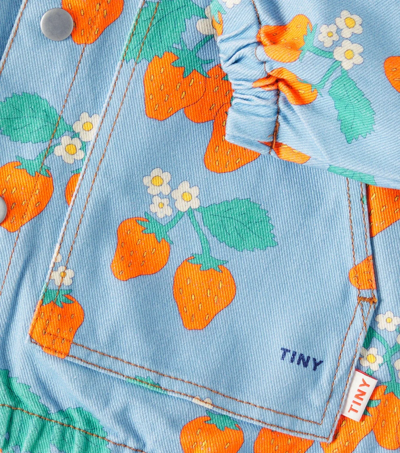 Легкая куртка джинсовая Клубника Tinycottons, голубой — фото 2