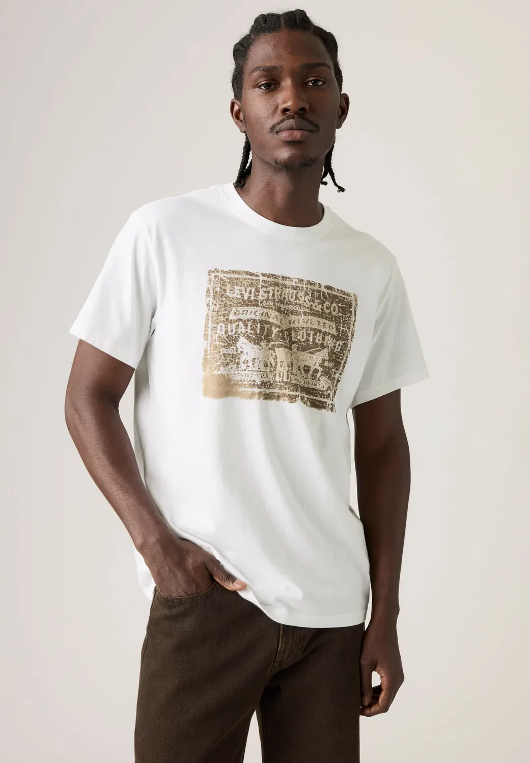 Футболка свободного кроя Ss, оригинальная футболка SRT 1 C с принтом Levi'S, Whites