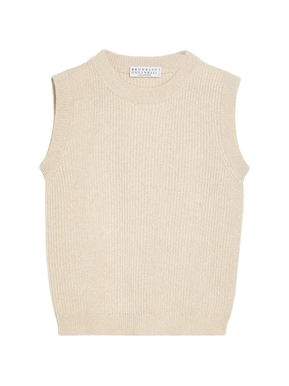 Кашемировый жилет в рубчик Brunello Cucinelli Kids, бежевый