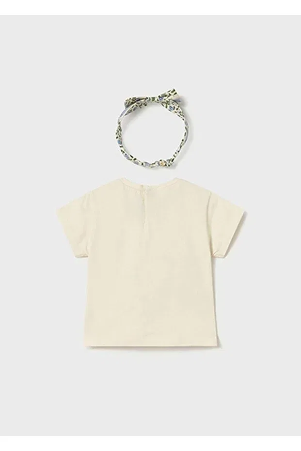 Детская футболка для девочек с коротким рукавом Summer baby girl hair bandana tshirt Mayoral, Nude Color — фото 2