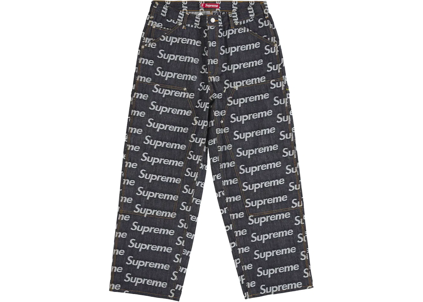 Мужские джинсовые брюки с двойным коленом Supreme Jacquard Logos Double Knee Denim Painter Jean, Rigid Indigo