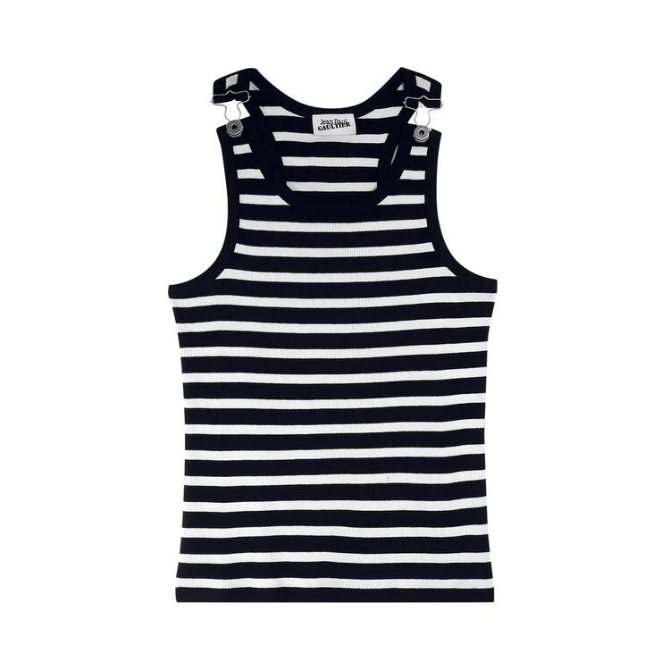 

Топ Jean Paul Gaultier Ribbed Mariniere Tank Top Black/White, черный