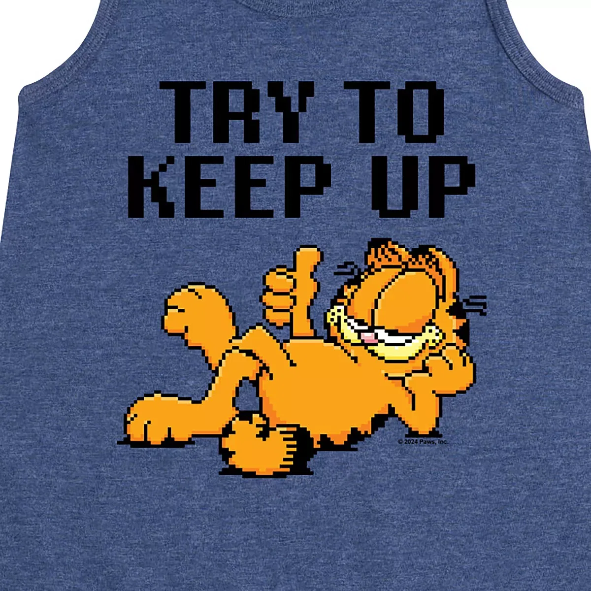 Детское платье-трапеция без рукавов с принтом Garfield Try To Keep Up, Heather Navy — фото 2