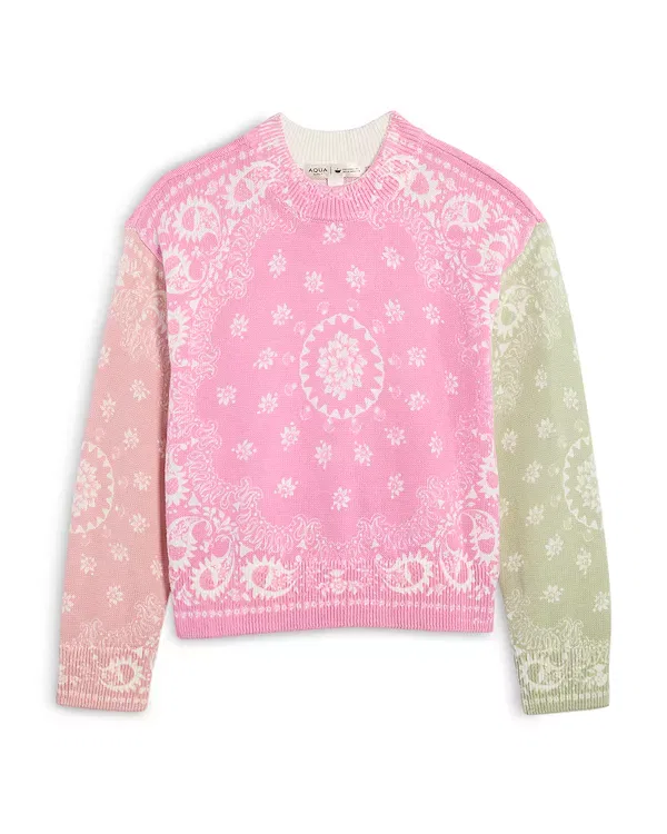 Детский свитер с принтом Aqua x Agua Bendita Girls' Bandana Sweatshirt, Pink Multi