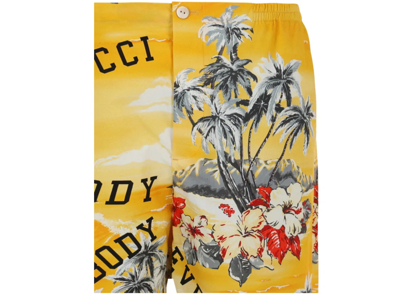 Мужские шорты с принтом Hawaiian Print Gucci, Bright Yellow — фото 3
