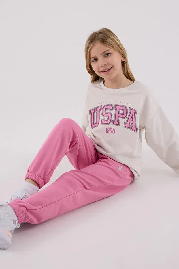Детский спортивный костюм для девочек с принтом U.S. Polo Assn., Beige